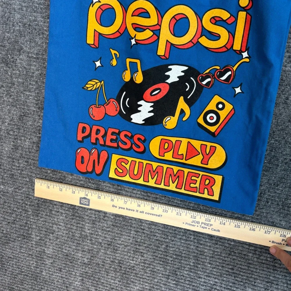 Pepsi Press Play On Summer Blue Canvas Tote Bag Graphic Retro Promo Shopper